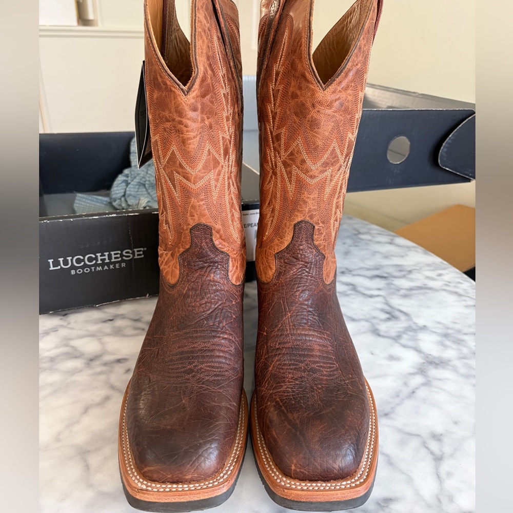 Lucchese Men’s Rudy Boots chocolate/peanut New in box never worn - Picture 2 of 7
